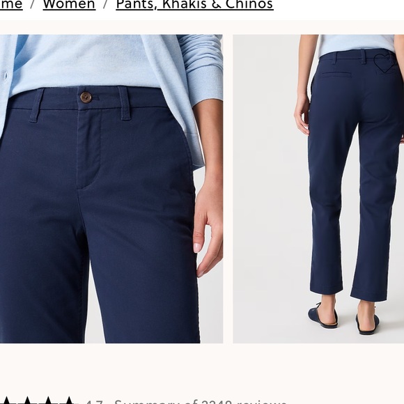J crew high rise girlfriend chino pants navy 8p NWT - Picture 2 of 3